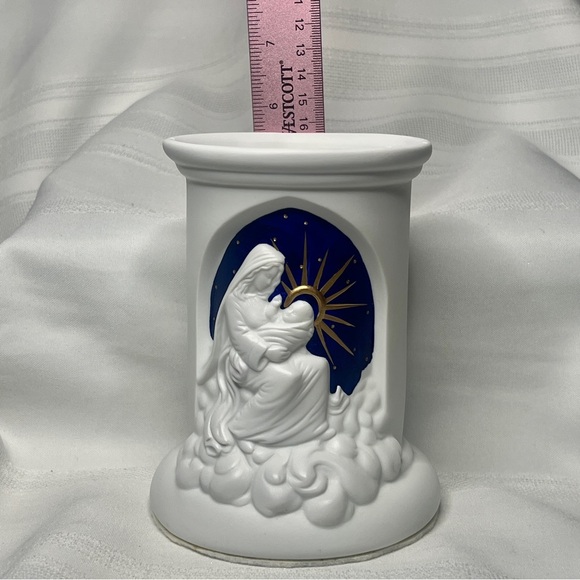Madonna & Child Bisque Porcelain Candle Holder Vintage Teleflora EUC - Picture 9 of 9
